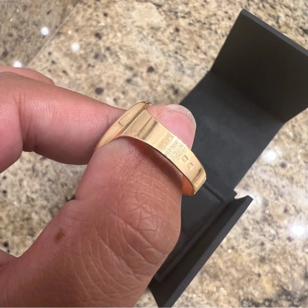 Vintage 19k Portuguese Gold Black Onyx Statement Ring Size 8.5 Hallmarked - Picture 7 of 8